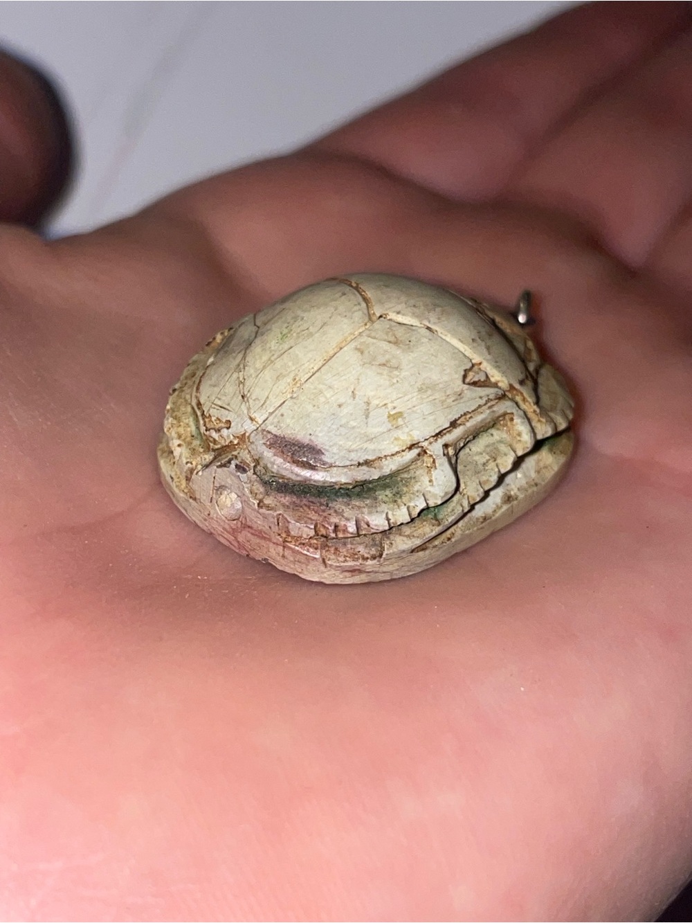 Hand-Carved Scarab Pendant — Ivory-Beige Amulet - Picture 5 of 5